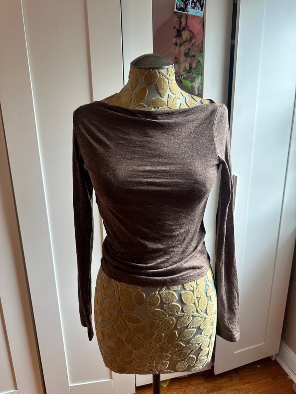Women’s Draped Long-Sleeve Boatneck Top — Classic Slim Fit